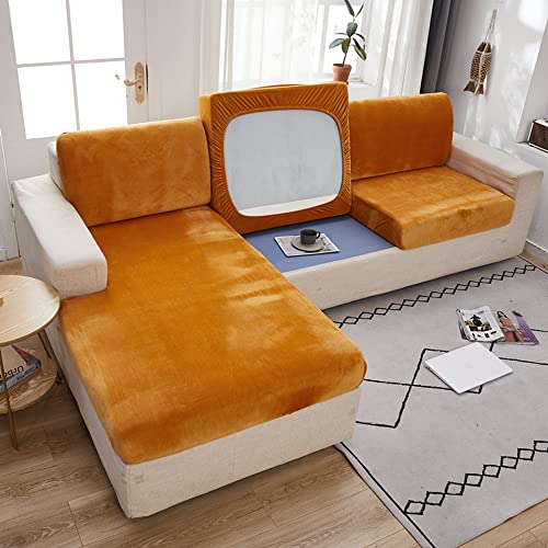 AYouge Sofa Sitzkissenbezug- Samt Stretch Bezug für Sofa Sitzkissen, Elastische Couchüberzüge, Sofasitzbezug Schonbezug Schutz Sofabezug L-förmiger Ecksofas von AYouge