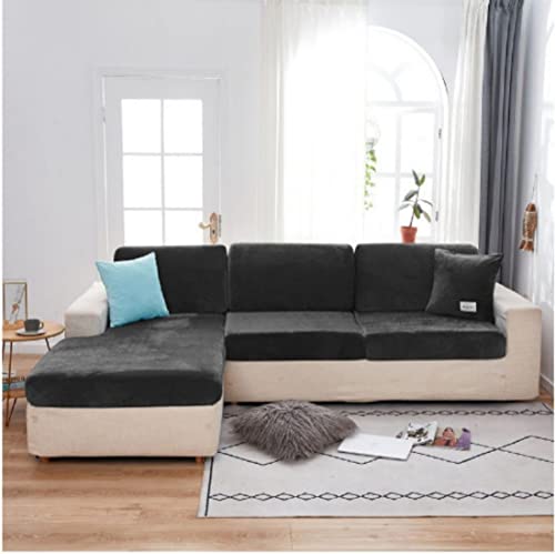 AYouge Sofa Sitzkissenbezug- Samt Stretch Bezug für Sofa Sitzkissen, Elastische Couchüberzüge, Sofasitzbezug Schonbezug Schutz Sofabezug L-förmiger Ecksofas von AYouge