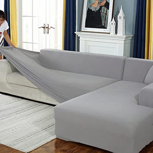 AYouge Sofabezug,Sofabezug Ecksofa-Sofabezug Stretch Sofabezug mit festem Schaumstoffstab für 1/2/3/4 Sitzer（L-förmiges Ecksofa erfordert Zwei） von AYouge