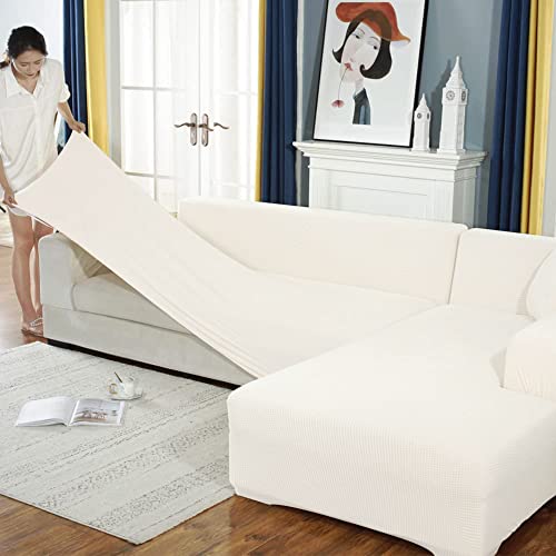 AYouge Sofabezug,Sofabezug Ecksofa-Sofabezug Stretch Sofabezug mit festem Schaumstoffstab für 1/2/3/4 Sitzer（L-förmiges Ecksofa erfordert Zwei） von AYouge