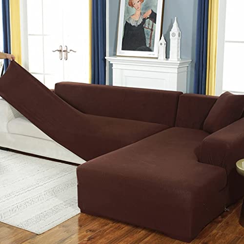 AYouge Sofabezug,Sofabezug Ecksofa-Sofabezug Stretch Sofabezug mit festem Schaumstoffstab für 1/2/3/4 Sitzer（L-förmiges Ecksofa erfordert Zwei） von AYouge