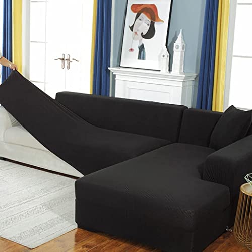 AYouge Sofabezug,Sofabezug Ecksofa-Sofabezug Stretch Sofabezug mit festem Schaumstoffstab für 1/2/3/4 Sitzer（L-förmiges Ecksofa erfordert Zwei） von AYouge