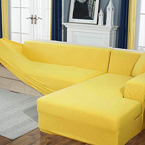 AYouge Sofabezug,Sofabezug Ecksofa-Sofabezug Stretch Sofabezug mit festem Schaumstoffstab für 1/2/3/4 Sitzer（L-förmiges Ecksofa erfordert Zwei） von AYouge