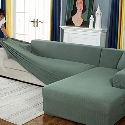 AYouge Sofabezug,Sofabezug Ecksofa-Sofabezug Stretch Sofabezug mit festem Schaumstoffstab für 1/2/3/4 Sitzer（L-förmiges Ecksofa erfordert Zwei） von AYouge