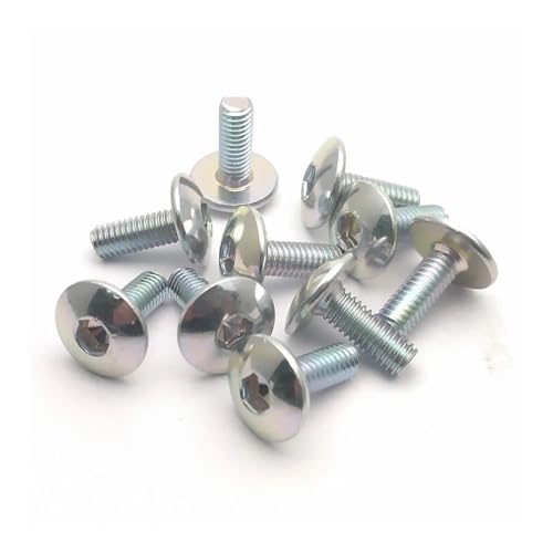 10 Stück große flache Innensechskantschrauben mit rundem Kopf, M6, 6 mm, M6 x 16, Dunkelsilber, passend for Motorrad-Roller, ATV, Moped, Kunststoffabdeckung(Silver) von AYrMtH
