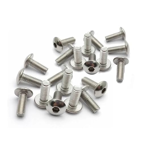 20 Stück Edelstahl-Schrauben mit großem, flachem Rundkopf und Innensechskant, M6 6 mm, M5 5 mm, passend for Kunststoffabdeckungen von Motorrädern, Rollern, ATVs und Mopeds(M6x12) von AYrMtH