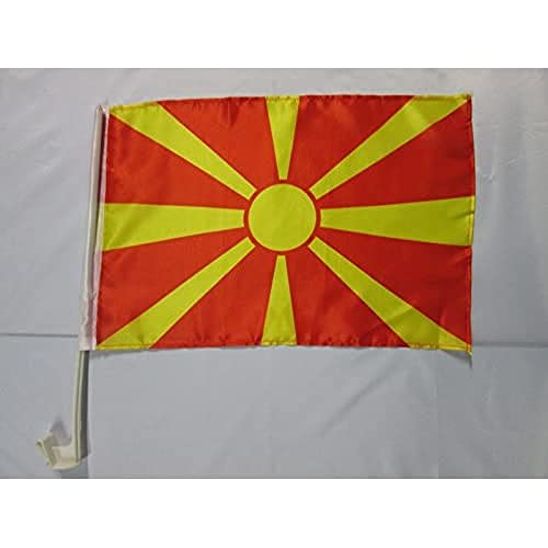 AZ FLAG - Autofahne Mazedonien - 45x30 cm - Makedonische Autoflagge 30 x 45 Cm - Auto Flaggen von AZ FLAG