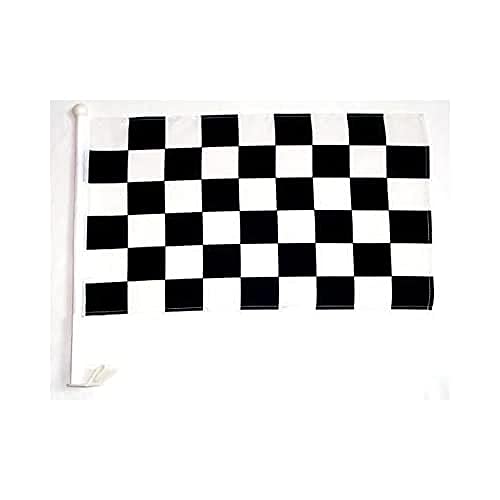 AZ FLAG AUTOFAHNE ZIELFLAGGE SCHWARZES UND WEISSES 45x30cm - SCHWARZ-Weisse RENNFLAGGE AUTOFLAGGE 30 x 45 cm Auto flaggen von AZ FLAG