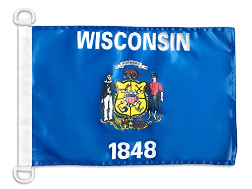 AZ FLAG BOOTFLAGGE Wisconsin 45x30cm - Bundesstaat Wisconsin BOOTSFAHNE 30 x 45 cm Marine flaggen Top Qualität von AZ FLAG