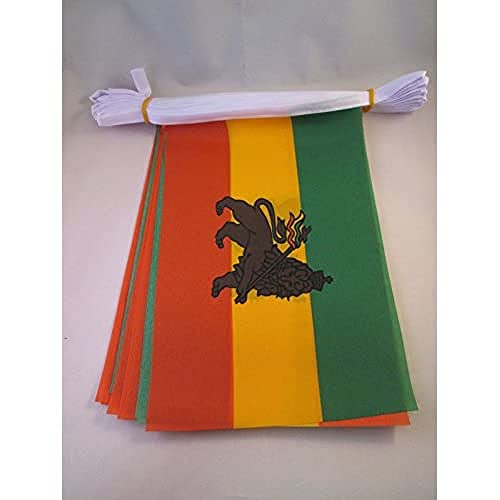 AZ FLAG FAHNENKETTE ÄTHIOPIEN MIT LÖWEN 6 Meter mit 20 flaggen 21x14cm - ÄTHIOPIEN Girlande Flaggenkette 14 x 21 cm von AZ FLAG