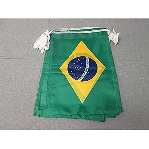 AZ FLAG FAHNENKETTE BRASILIEN 12 Meter mit 20 flaggen 45x30cm- BRASILIANISCHE Girlande Flaggenkette 30 x 45 cm von AZ FLAG