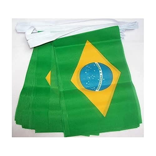 AZ FLAG FAHNENKETTE BRASILIEN 6 Meter mit 20 flaggen 21x14cm - BRASILIANISCHE Girlande Flaggenkette 14 x 21 cm von AZ FLAG