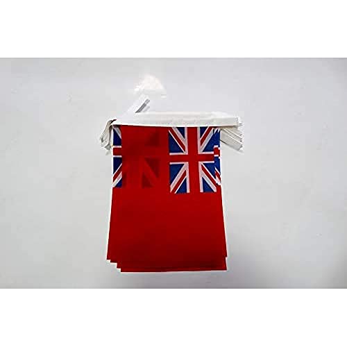 AZ FLAG FAHNENKETTE BRITISCHER RED Ensign 6 Meter mit 20 flaggen 21x14cm - HANDELSFLAGGE des Vereinigtes KÖNIGREICH Girlande Flaggenkette 14 x 21 cm von AZ FLAG