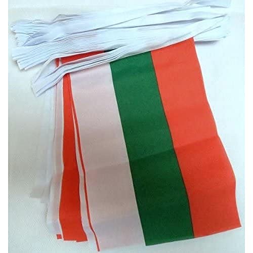 AZ FLAG FAHNENKETTE BULGARIEN 12 Meter mit 20 flaggen 45x30cm- BULGARISCHE Girlande Flaggenkette 30 x 45 cm von AZ FLAG