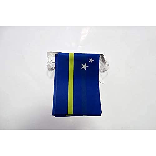 FAHNENKETTE CURAÇAO 6 meter mit 20 flaggen 21x14cm - HOLLÄNDISCHE Girlande Flaggenkette 14 x 21 cm AZ FLAG von AZ FLAG