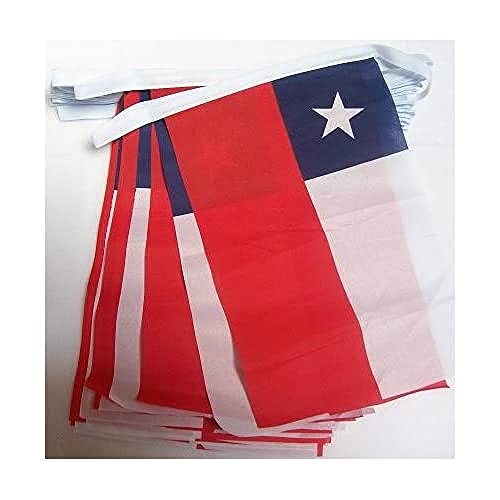 AZ FLAG FAHNENKETTE Chile 4 Meter mit 20 flaggen 15x10cm- CHILENISCHE Girlande Flaggenkette 10 x 15 cm von AZ FLAG