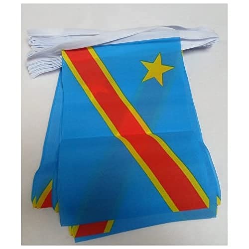 AZ FLAG FAHNENKETTE DEMOKRATISCHE Republik des Kongo 12 Meter mit 20 flaggen 45x30cm- KONGOLESISCHE Girlande Flaggenkette 30 x 45 cm von AZ FLAG