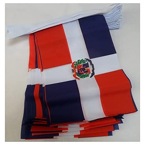 AZ FLAG FAHNENKETTE DOMINIKANISCHE Republik 12 Meter mit 20 flaggen 45x30cm- DOMINIKANISCHE Girlande Flaggenkette 30 x 45 cm von AZ FLAG