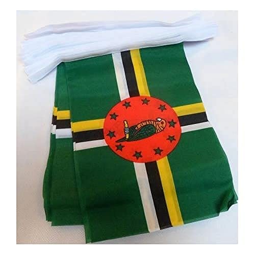 FAHNENKETTE DOMINICA 12 meter mit 20 flaggen 45x30cm- COMMONWEALTH DOMINICA Girlande Flaggenkette 30 x 45 cm AZ FLAG von AZ FLAG