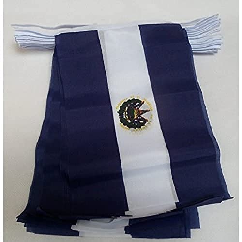 AZ FLAG FAHNENKETTE EL Salvador 6 Meter mit 20 flaggen 21x14cm - SALVADORIANISCHE Girlande Flaggenkette 14 x 21 cm von AZ FLAG