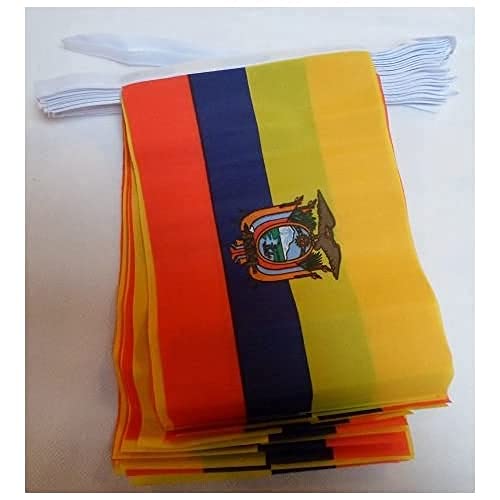 AZ FLAG FAHNENKETTE Ecuador 6 Meter mit 20 flaggen 21x14cm - EKUADORIANISCHE Girlande Flaggenkette 14 x 21 cm von AZ FLAG