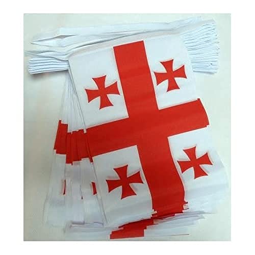 FAHNENKETTE GEORGIEN 12 meter mit 20 flaggen 45x30cm- GEORGISCHE Girlande Flaggenkette 30 x 45 cm AZ FLAG von AZ FLAG