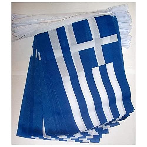 AZ FLAG FAHNENKETTE GRIECHENLAND 6 Meter mit 20 flaggen 21x14cm - GRIECHISCHE Girlande Flaggenkette 14 x 21 cm von AZ FLAG