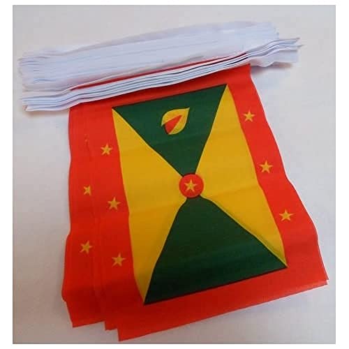 AZ FLAG FAHNENKETTE Grenada 6 Meter mit 20 flaggen 21x14cm - Grenada Girlande Flaggenkette 14 x 21 cm von AZ FLAG