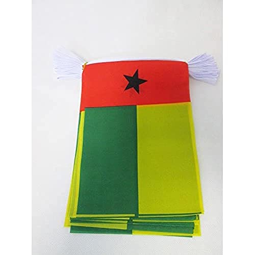 FAHNENKETTE GUINEA-BISSAU 12 meter mit 20 flaggen 45x30cm- BISSAU-GUINEISCHE Girlande Flaggenkette 30 x 45 cm AZ FLAG von AZ FLAG