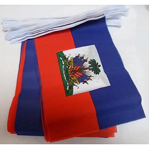 AZ FLAG FAHNENKETTE Haiti 6 Meter mit 20 flaggen 21x14cm - HAITIANISCHE Girlande Flaggenkette 14 x 21 cm von AZ FLAG