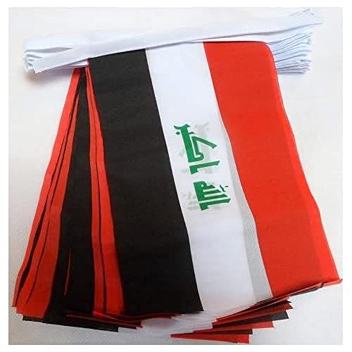 AZ FLAG FAHNENKETTE IRAK 6 Meter mit 20 flaggen 21x14cm - IRAKISCHE Girlande Flaggenkette 14 x 21 cm von AZ FLAG