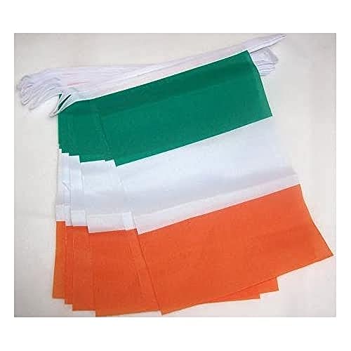 AZ FLAG FAHNENKETTE Irland 6 Meter mit 20 flaggen 21x14cm - IRISCHE Girlande Flaggenkette 14 x 21 cm von AZ FLAG