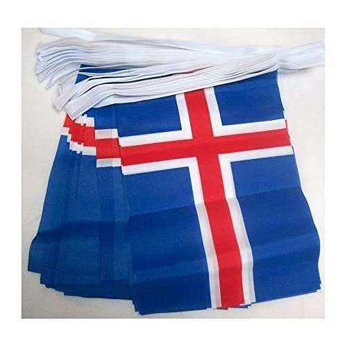 AZ FLAG FAHNENKETTE Island 12 Meter mit 20 flaggen 45x30cm- ISLÄNDISCHE Girlande Flaggenkette 30 x 45 cm von AZ FLAG