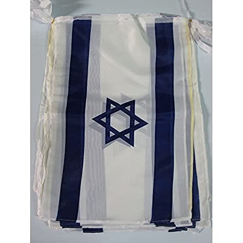 AZ FLAG FAHNENKETTE Israel 12 Meter mit 20 flaggen 45x30cm- ISRAELISCHE Girlande Flaggenkette 30 x 45 cm von AZ FLAG