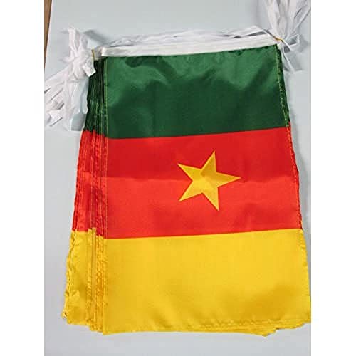 AZ FLAG FAHNENKETTE KAMERUN 12 Meter mit 20 flaggen 45x30cm- KAMERUNISCHE Girlande Flaggenkette 30 x 45 cm von AZ FLAG