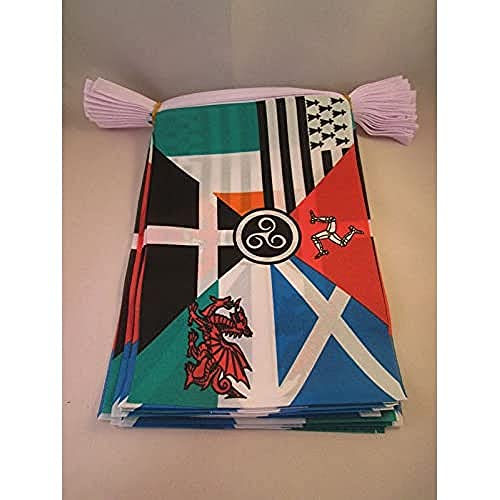 AZ FLAG FAHNENKETTE KELTISCH Multi 12 Meter mit 20 flaggen 45x30cm- KELTISCH Multi Girlande Flaggenkette 30 x 45 cm von AZ FLAG