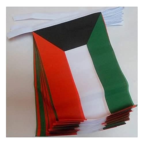 AZ FLAG FAHNENKETTE Kuwait 12 Meter mit 20 flaggen 45x30cm- KUWEITISCHE Girlande Flaggenkette 30 x 45 cm von AZ FLAG