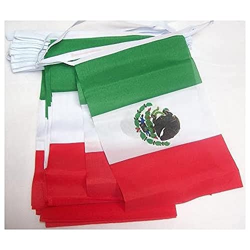 AZ FLAG FAHNENKETTE MEXIKO 4 Meter mit 20 flaggen 15x10cm- MEXIKANISCHE Girlande Flaggenkette 10 x 15 cm von AZ FLAG