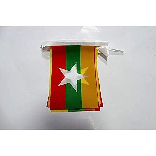 AZ FLAG FAHNENKETTE Myanmar 12 Meter mit 20 flaggen 45x30cm- BIRMANISCHE Girlande Flaggenkette 30 x 45 cm von AZ FLAG