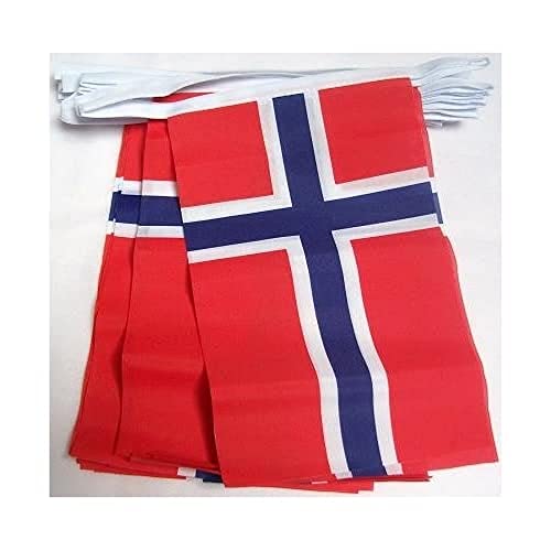 AZ FLAG FAHNENKETTE NORWEGEN 12 Meter mit 20 flaggen 45x30cm- NORWEGISCHE Girlande Flaggenkette 30 x 45 cm von AZ FLAG