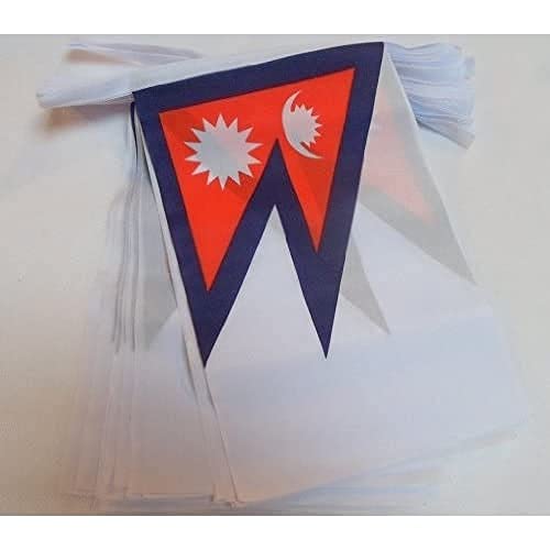 FAHNENKETTE NEPAL 6 meter mit 20 flaggen 21x14cm - NEPALESISCHE Girlande Flaggenkette 14 x 21 cm AZ FLAG von AZ FLAG