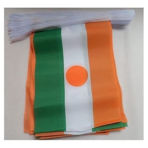 AZ FLAG FAHNENKETTE Niger 12 Meter mit 20 flaggen 45x30cm- NIGRISCHE Girlande Flaggenkette 30 x 45 cm von AZ FLAG