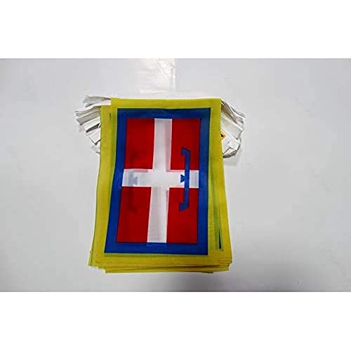 FAHNENKETTE PIEMONT 6 meter mit 20 flaggen 21x14cm - PIEMONTE IN ITALIEN Girlande Flaggenkette 14 x 21 cm AZ FLAG von AZ FLAG