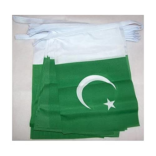 AZ FLAG FAHNENKETTE Pakistan 6 Meter mit 20 flaggen 21x14cm - PAKISTANISCHE Girlande Flaggenkette 14 x 21 cm von AZ FLAG