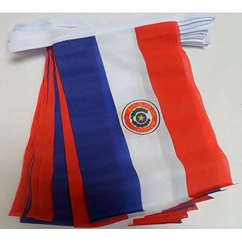 AZ FLAG FAHNENKETTE Paraguay 12 Meter mit 20 flaggen 45x30cm- Republik Paraguay Girlande Flaggenkette 30 x 45 cm von AZ FLAG