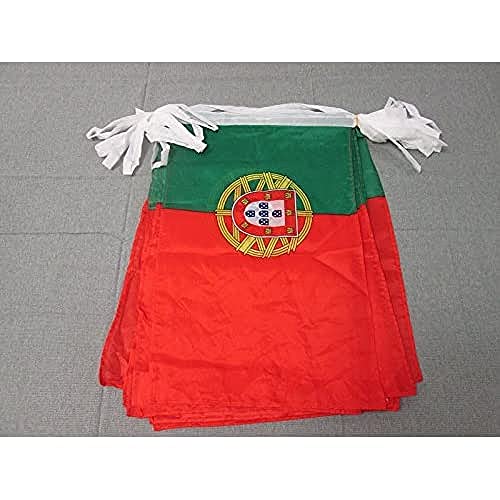 AZ FLAG FAHNENKETTE Portugal 12 Meter mit 20 flaggen 45x30cm- PORTUGIESISCHE Girlande Flaggenkette 30 x 45 cm von AZ FLAG