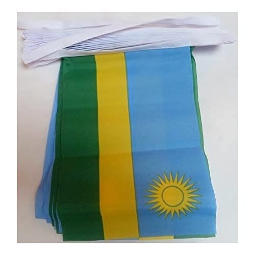 AZ FLAG FAHNENKETTE RUANDA 12 Meter mit 20 flaggen 45x30cm- Republik RUANDA Girlande Flaggenkette 30 x 45 cm von AZ FLAG