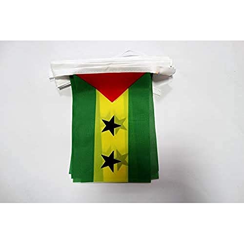 FAHNENKETTE SÃO TOMÉ UND PRÍNCIPE 12 meter mit 20 flaggen 45x30cm- SAO TOME Girlande Flaggenkette 30 x 45 cm AZ FLAG von AZ FLAG