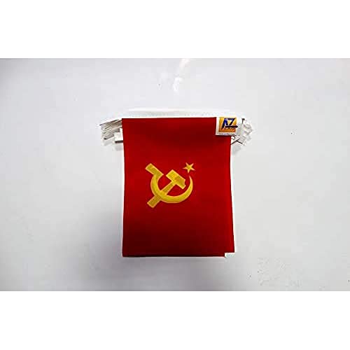 AZ FLAG FAHNENKETTE SOWJETUNION UDSSR ZENTRALER Logo 6 Meter mit 20 flaggen 21x14cm - Kommunismus Girlande Flaggenkette 14 x 21 cm von AZ FLAG
