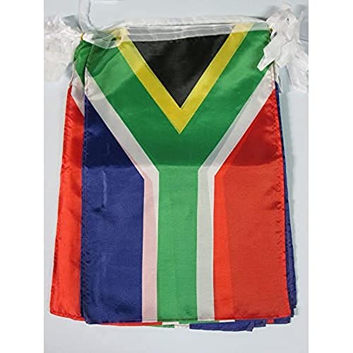 FAHNENKETTE SÜDAFRIKA 12 meter mit 20 flaggen 45x30cm- REPUBLIK SÜDAFRIKA Girlande Flaggenkette 30 x 45 cm AZ FLAG von AZ FLAG